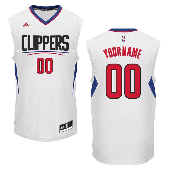 Men Los Angeles Clippers Adidas White Custom Home NBA Jersey